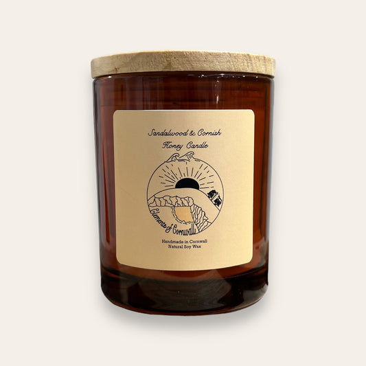 Sandalwood & Cornish Honey Candle XXXL with Pine wooden lid image 0